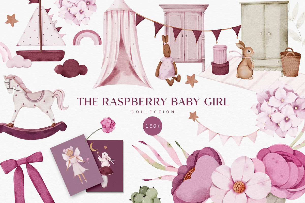 The pink world of baby girl set, an Illustration by nathalieclaire (Photo 1 of 16)