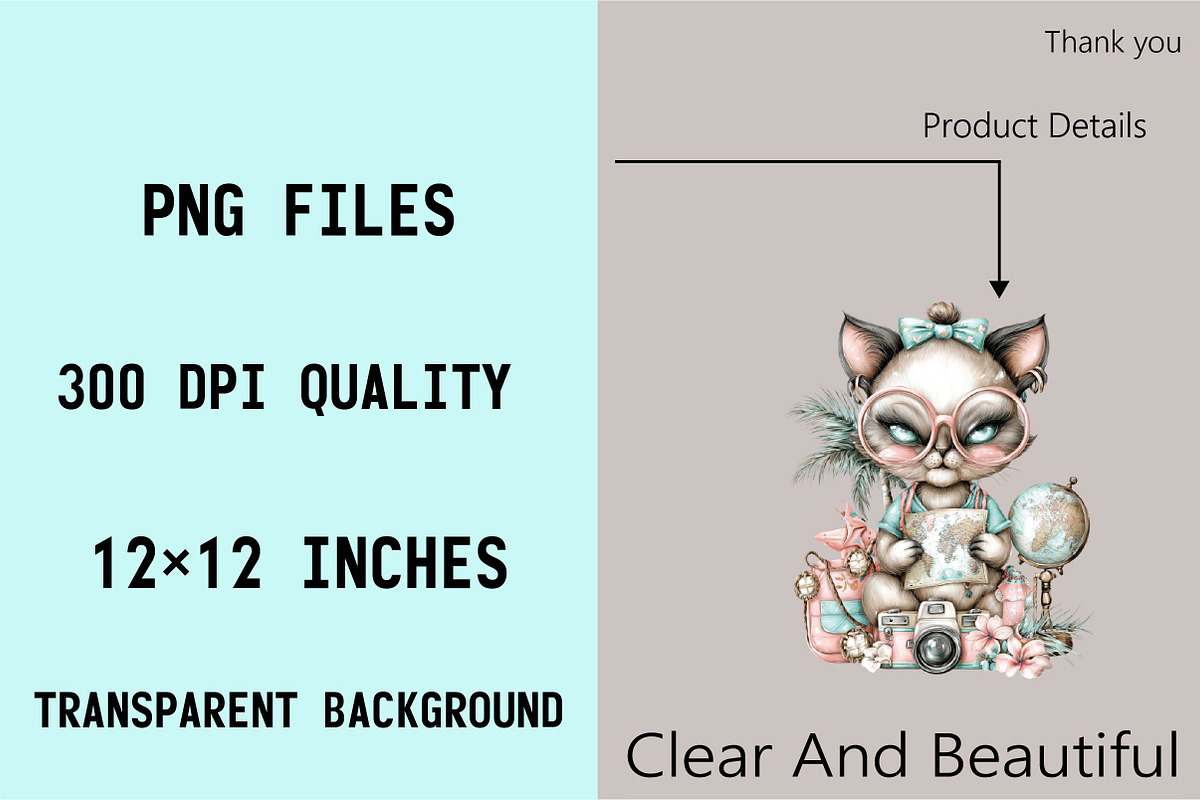Whimsical Summer Cat Clipart, an Animal Illustration by SVGArt (Photo 9 of 9)