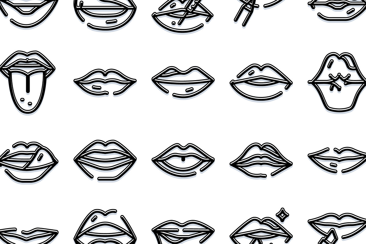 Lips line art icons set for, an Object Graphic by pikepicture (Photo 3 of 3)