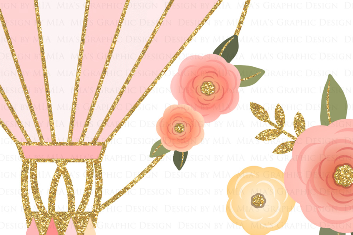 Hot Air Balloon Glitter Gold Set, a Texture Illustration by Mia's Graphic Design (Photo 6 of 9)