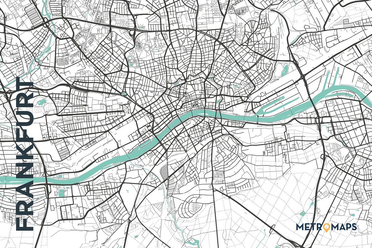 MAP SET - Black/Turquoise - 15 Maps, a Graphic by MetroMaps (Photo 6 of 16)