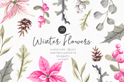 Winter Pink Flowers, an Illustration by YuliyaArtGarden (Thumbnail 1 of 9)