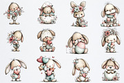 Whimsical Easter Bunny Clipart Png, an Illustration by Watercolor design (Thumbnail 3 of 6)