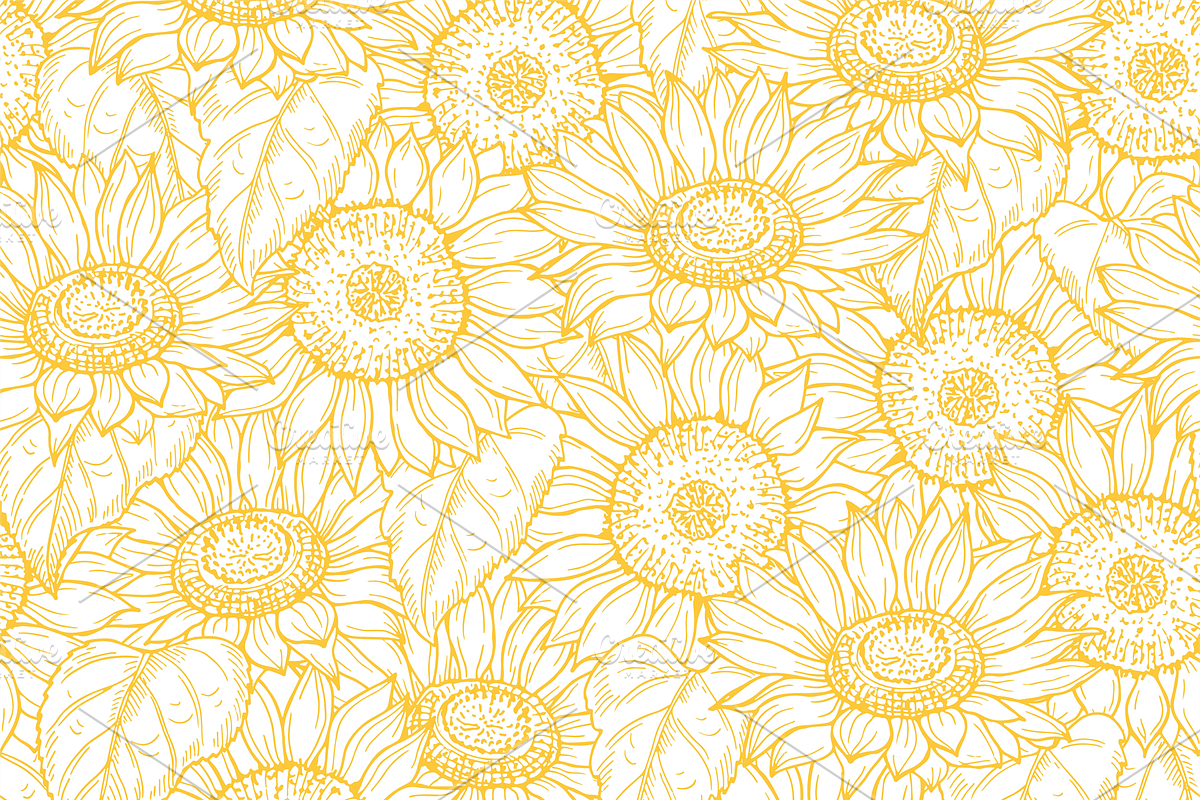 Sunflower seamless pattern. Vector l, a Background Graphic by Onyx