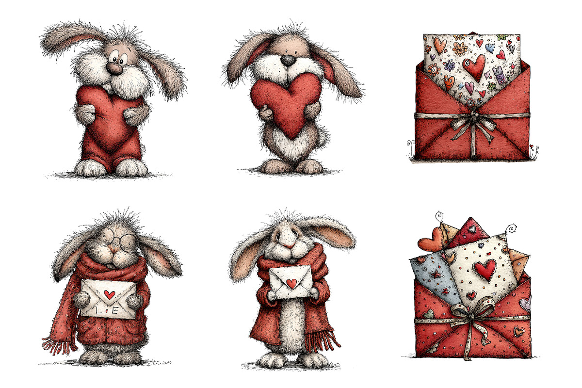 Whimsical valentines day clipart, an Illustration by SinaCreation (Photo 3 of 11)