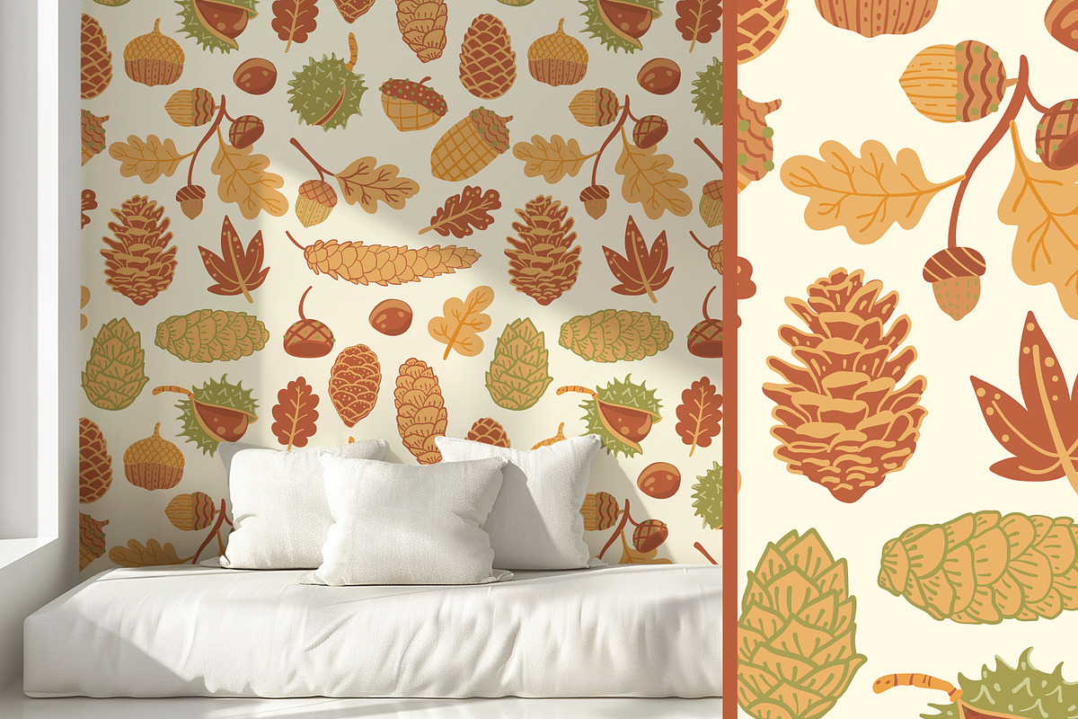 Pine cones & acorns Clipart patterns, a Seasonal Illustration by Carpet Tapete Pretzel (Photo 6 of 13)