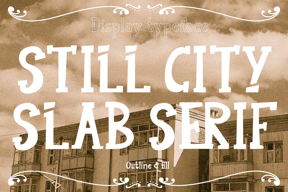 Still City Experimental serif font, a Slab Serif Font by Yelloo Fish (Photo 1 of 12)