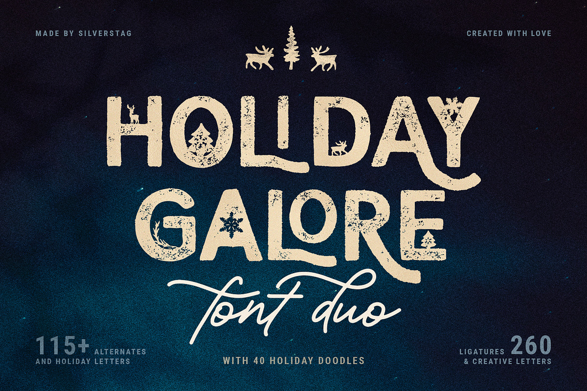 Holiday Galore - Hand-Drawn Font Duo, a Sans Serif Font by SilverStag Type Foundry (Photo 1 of 39)