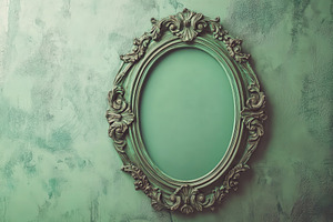 Elegant green oval ornate picture fr, a Photo by Pavel_design