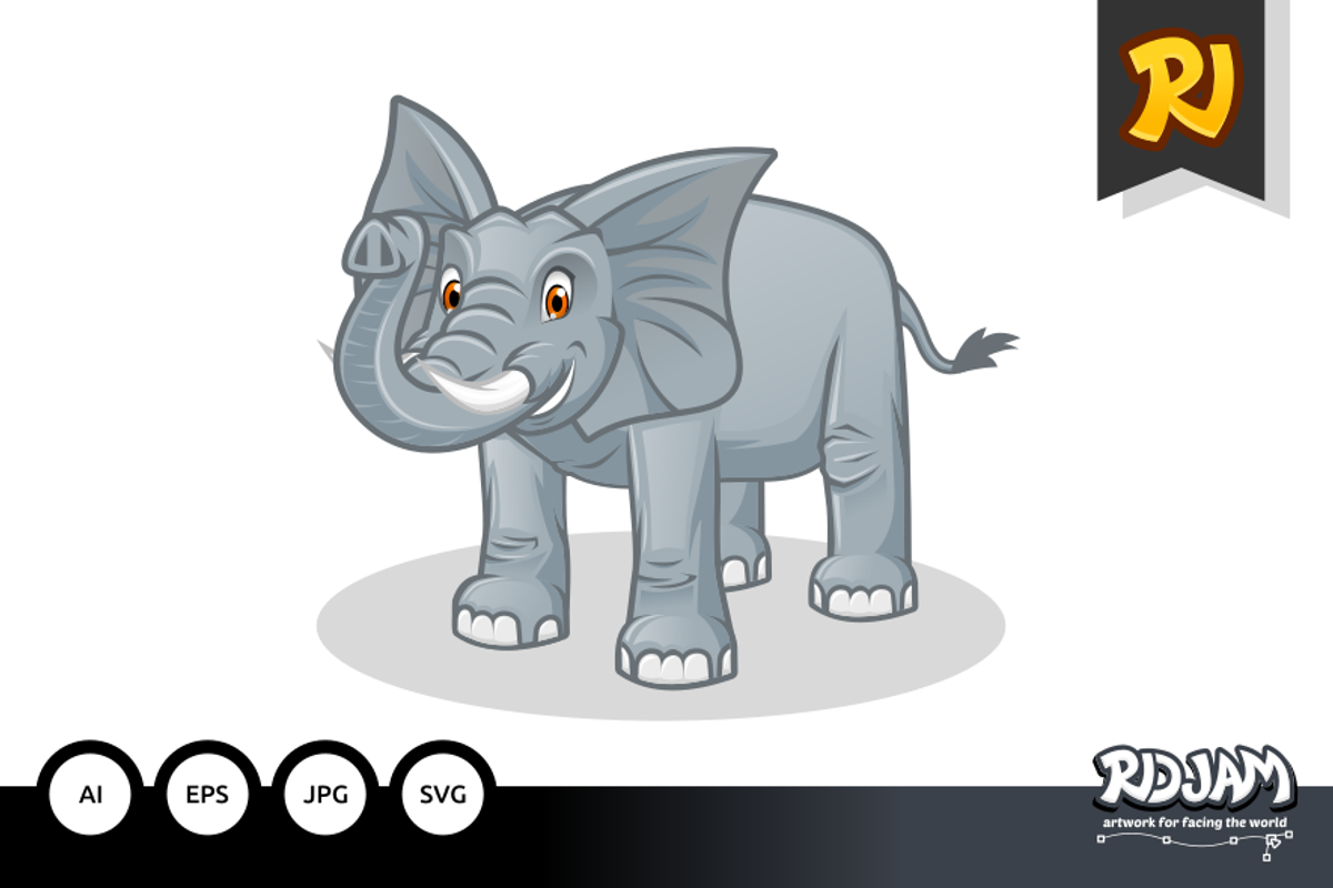 Elephant Cartoon, a Graphic by ridjam