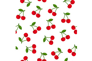 Red Cherry Seamless Pattern. White