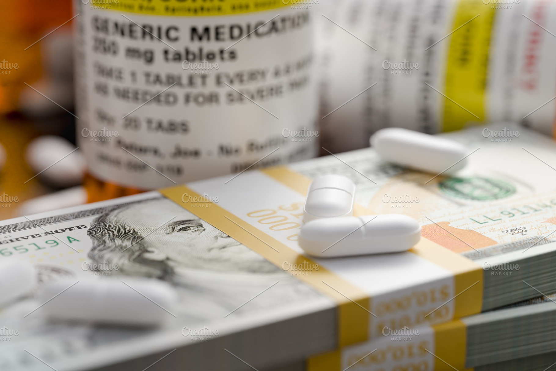Prescription Pill Bottles with Cash, a Health & Medical Photo by Andy Dean Photography