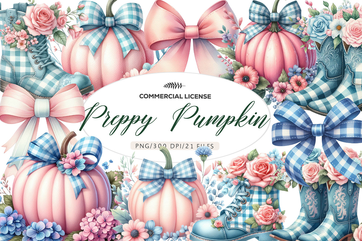 Pastel Preppy Pumpkin PNG, an Illustration by CreationArt (Photo 1 of 4)
