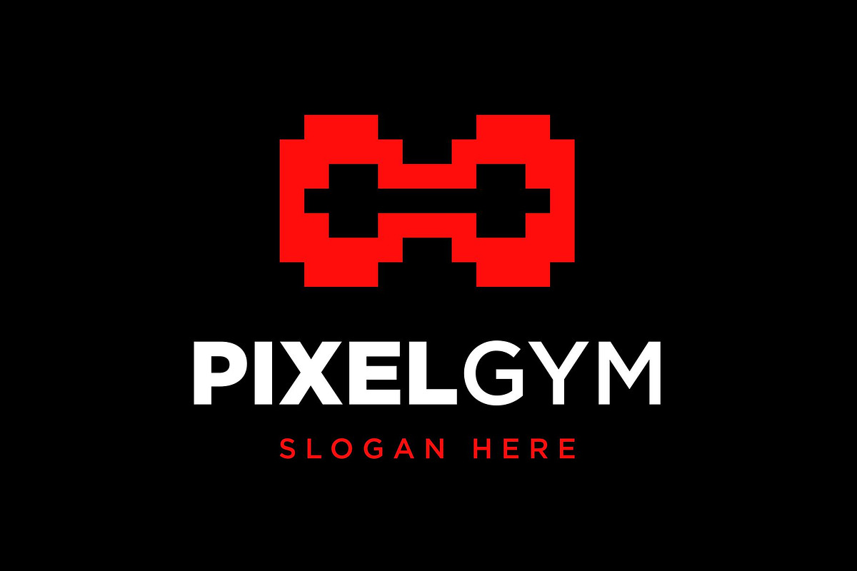 Dumbbell Pixel Gym Fitness Logo, a Branding & Logo Template by Buqancreative (Photo 2 of 2)