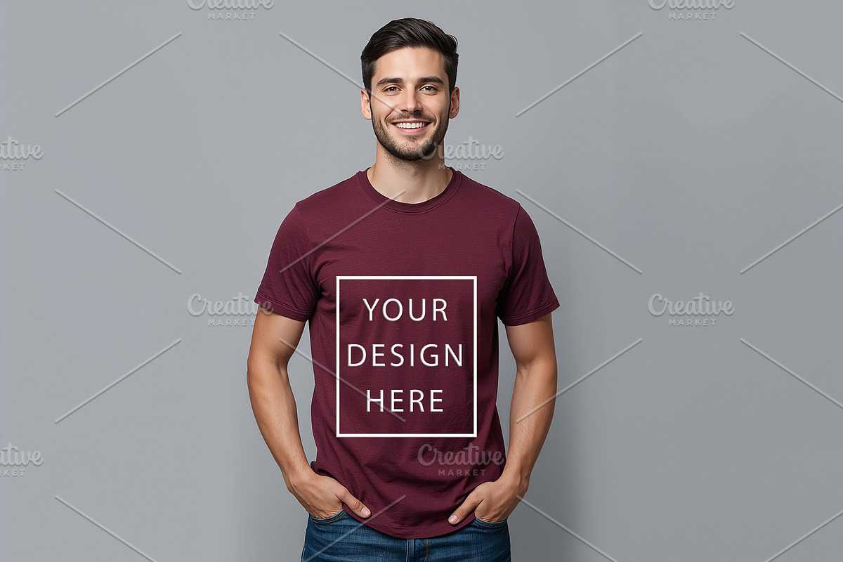 T-Shirt Mockup - Maroon Edition, a Shirt Mockup by ForhadGFX (Photo 10 of 12)