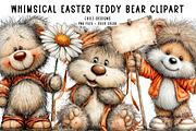 Whimsical Easter Teddy Bear Clipart, an Illustration by CreationArt (Thumbnail 1 of 7)