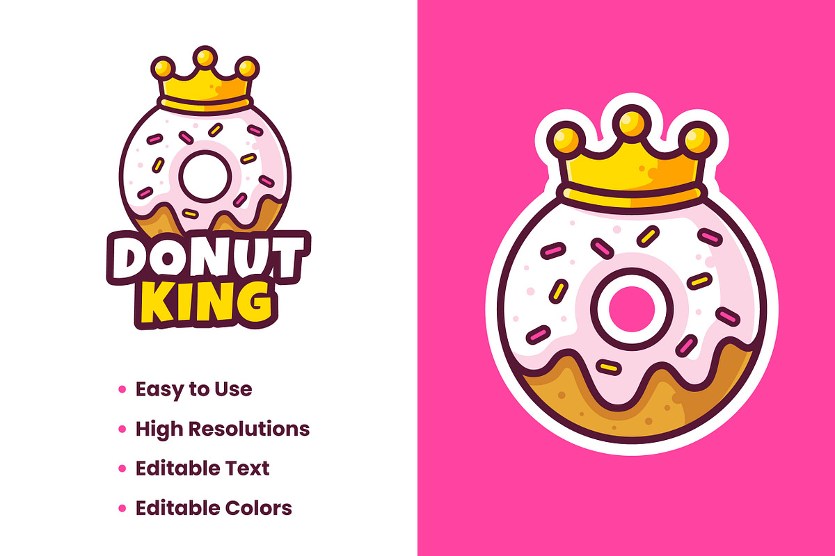Donut King Logo Design Template, a Branding & Logo Template by Akito Studio (Photo 1 of 2)