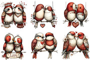 Whimsical Valentine Love Birds PNG, an Illustration by CraftArtStudio (Thumbnail 2 of 6)