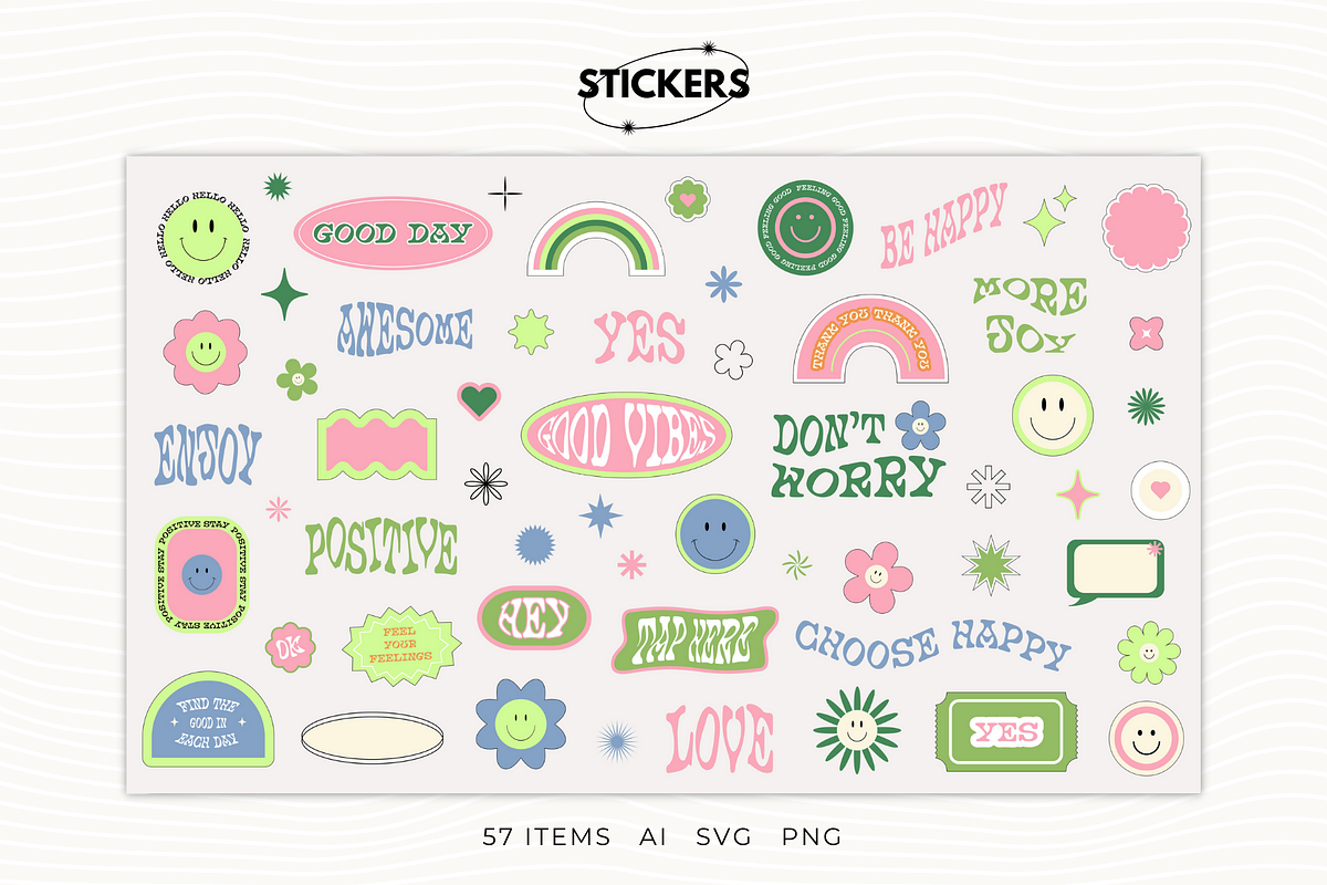 Good vibes Stickers Collection, an Object Graphic by Alina Karpenko (Photo 2 of 9)