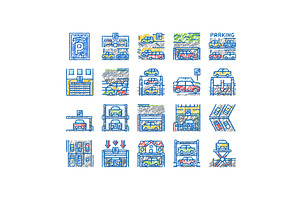 Underground Parking set Icons hand, an Object Illustration by pikepicture