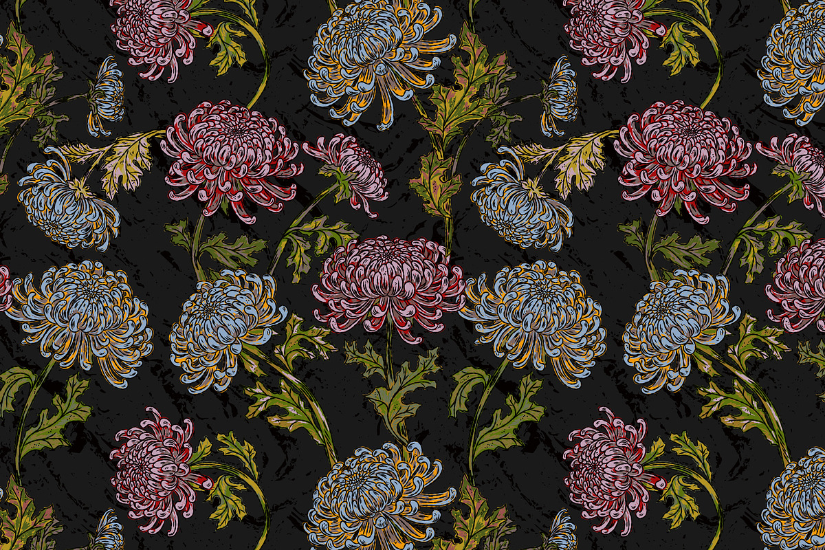 Vintage Chrysanthemum Maximalist, a Pattern Graphic by NayaChu (Photo 3 of 9)