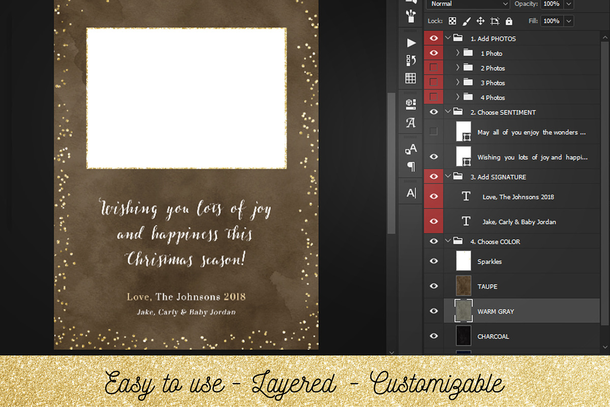 Christmas Card Template Photoshop 03, a Card Template by Nifty Template Studio (Photo 7 of 10)