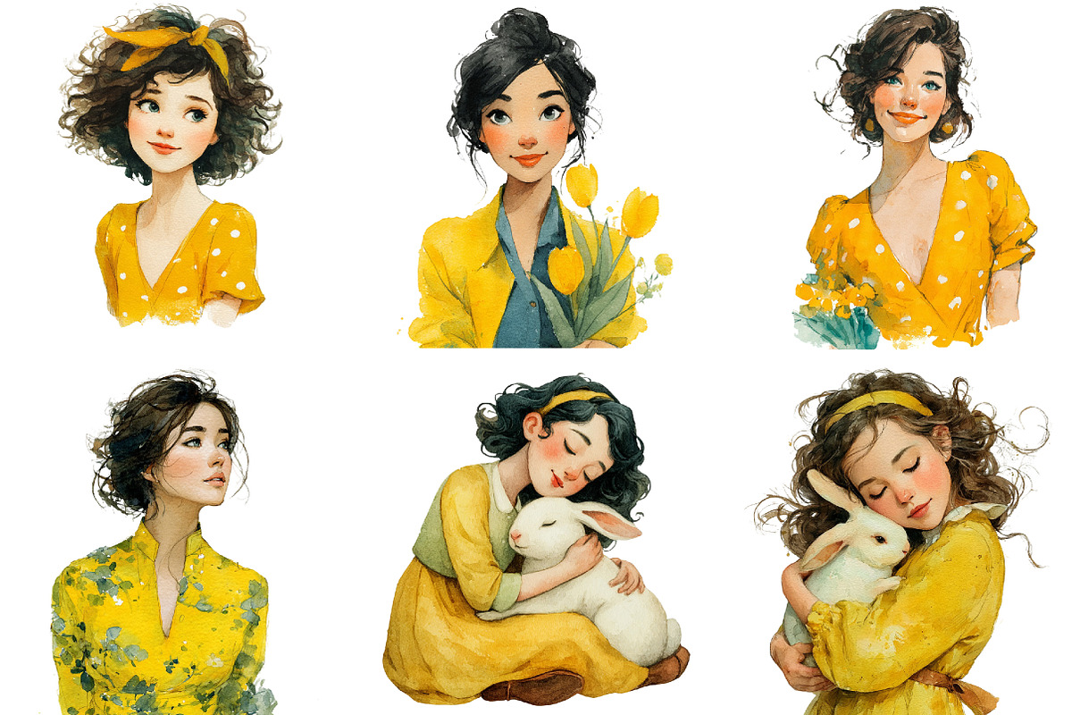 Watercolor Spring Girl Clipart, an Illustration by DreamArtGraphic (Photo 3 of 4)
