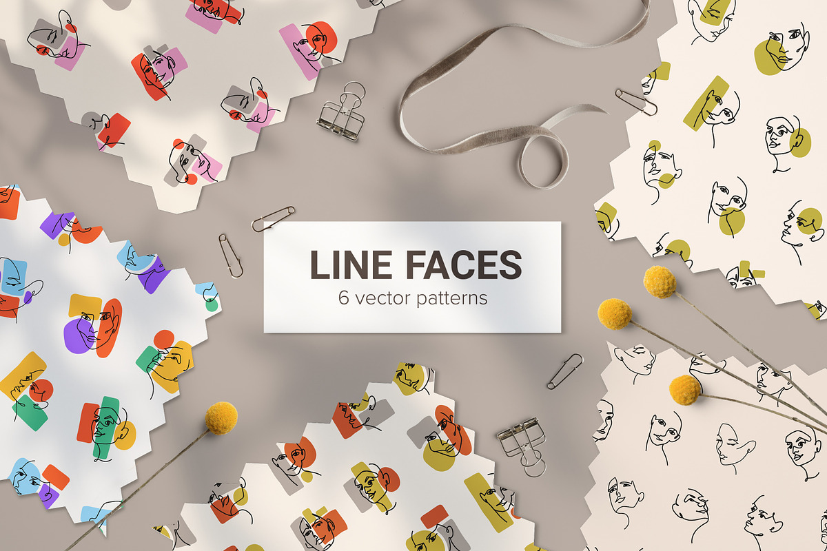 Abstract line faces seamless pattern, a Pattern Graphic by PaperTrident (Photo 1 of 11)