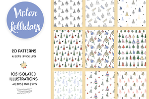 Winter Lollidays Doodle Patterns