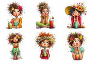 Whimsical Summer Coffee Girl Clipart, an Illustration by Daily.Designs (Thumbnail 8 of 8)