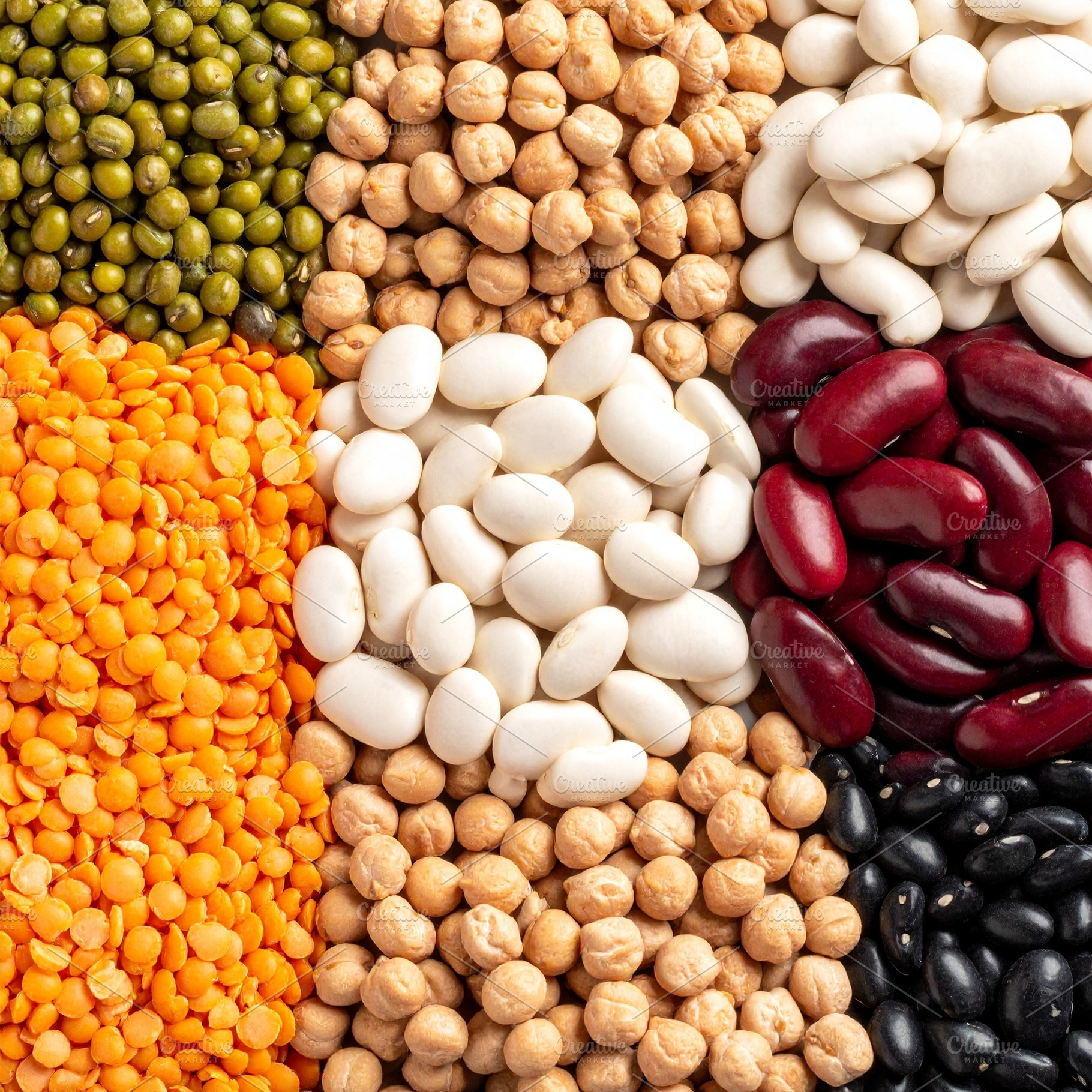 mixed legumes top flat view AI generated, a Photo by WorldPhotos
