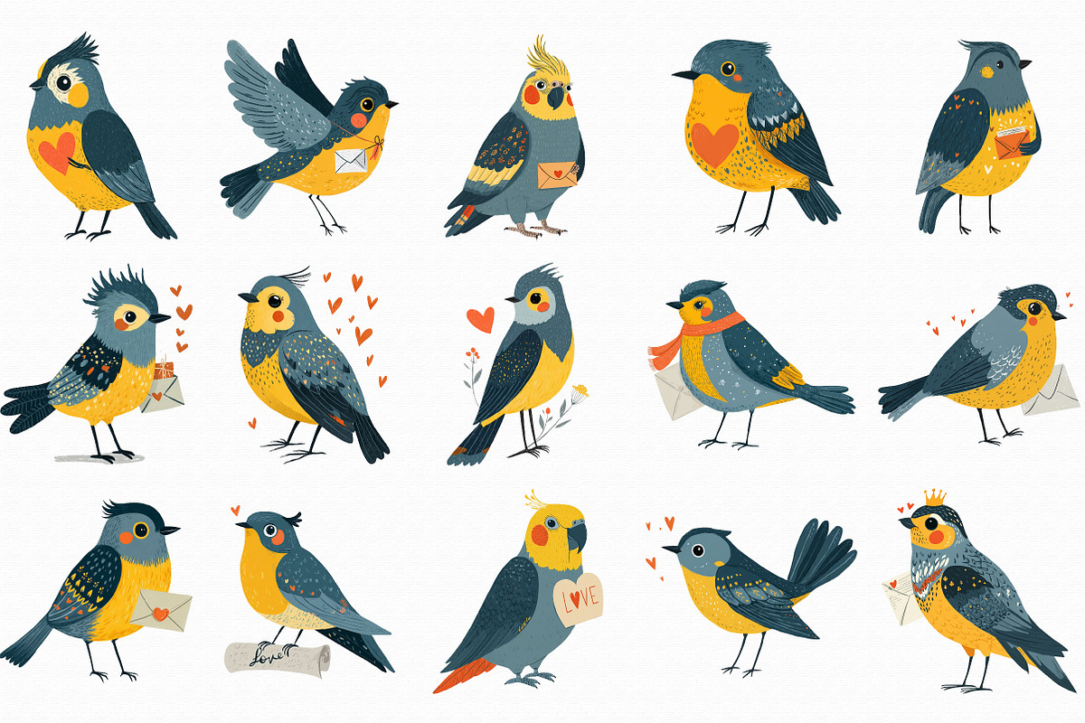 Whimsical Valentine Birds & Love Let, an Illustration by Libby Wishes (Photo 5 of 7)