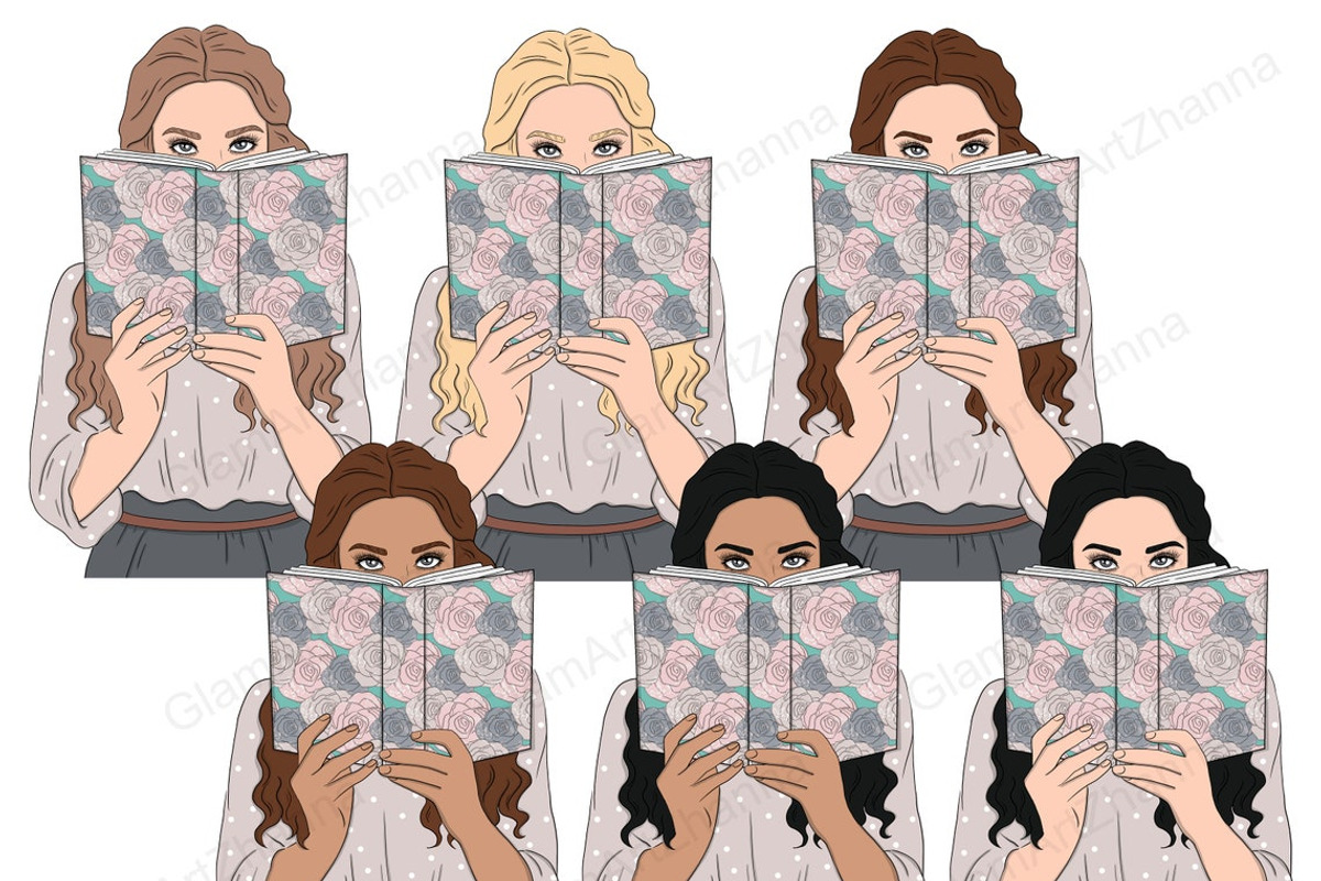 Book Addict Girls Сlipart, a Person Illustration by GlamArtZhanna (Photo 2 of 4)