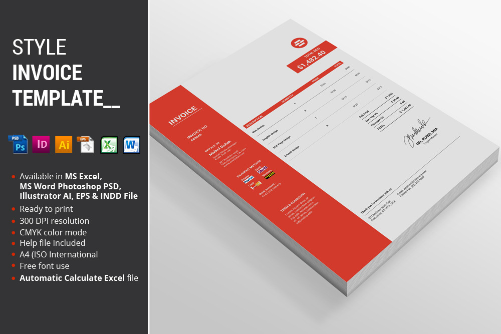 Style Invoice Template, a Stationery Template by alimran24
