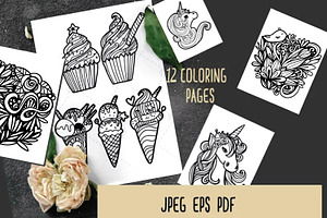 12 Coloring Pages Bundle