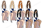 Travel Girls Clipart, a Person Illustration by GlamArtZhanna (Thumbnail 3 of 4)