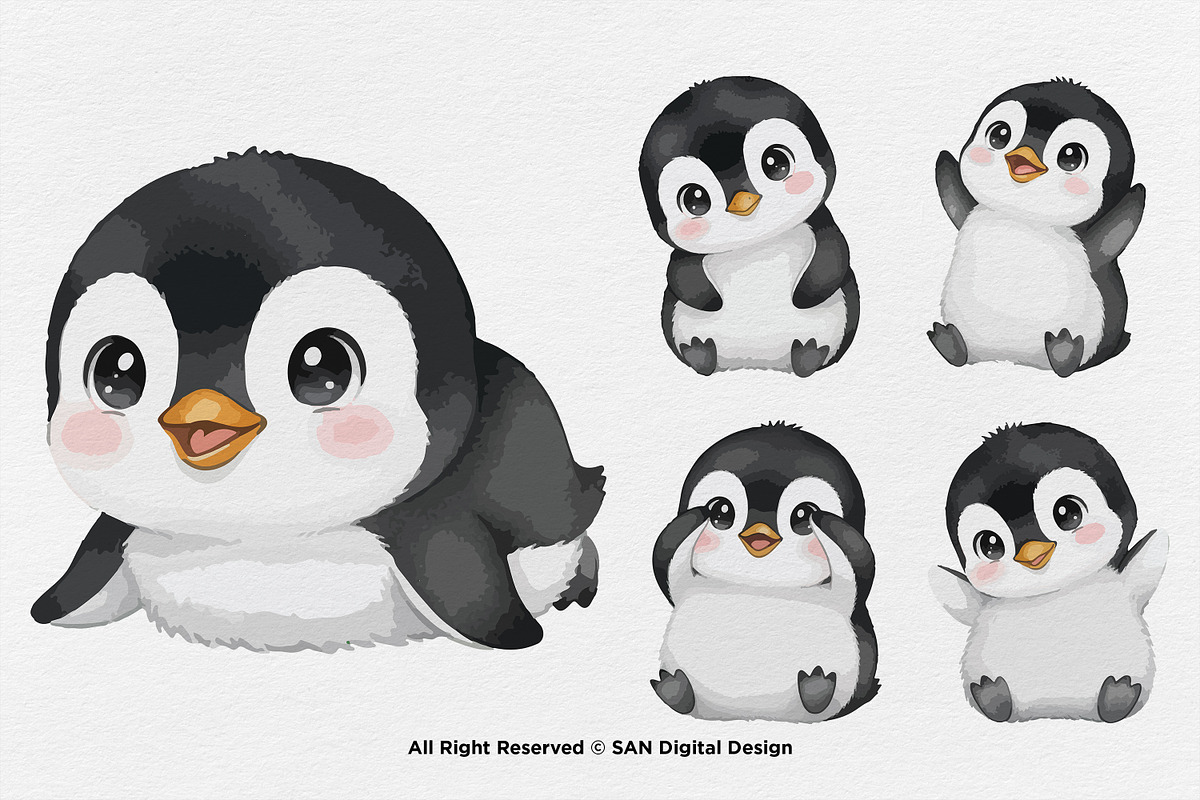 15 Bundle Watercolor Baby Penguin, an Animal Illustration by Morspective (Photo 6 of 8)