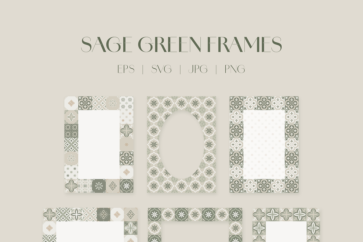 Sage Green Tiles Collection, a Decorative Illustration by Liliia Polos Illustration (Photo 7 of 8)