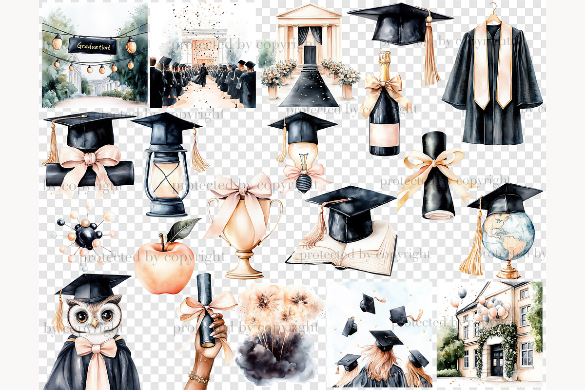 Graduation Clipart PNG, a Person Illustration by GlamArtZhanna (Photo 7 of 8)