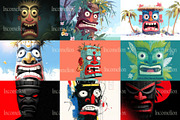 120 Tropical Tiki Mask Illustrations, a Decorative Illustration by Incomelion (Thumbnail 10 of 20)