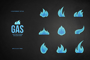 Gas Flames. Vector Icons Collection