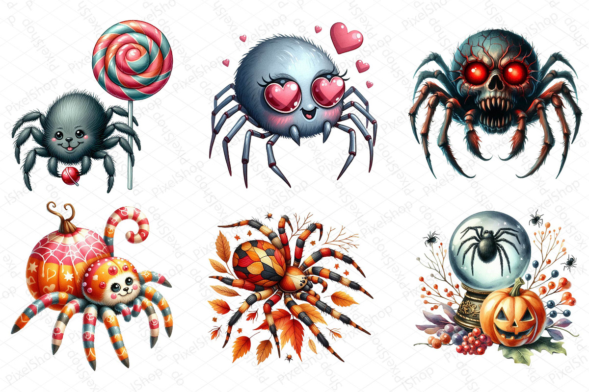 Halloween Clipart, Spider Clipart, an Illustration by DreamPrint404 (Photo 3 of 4)