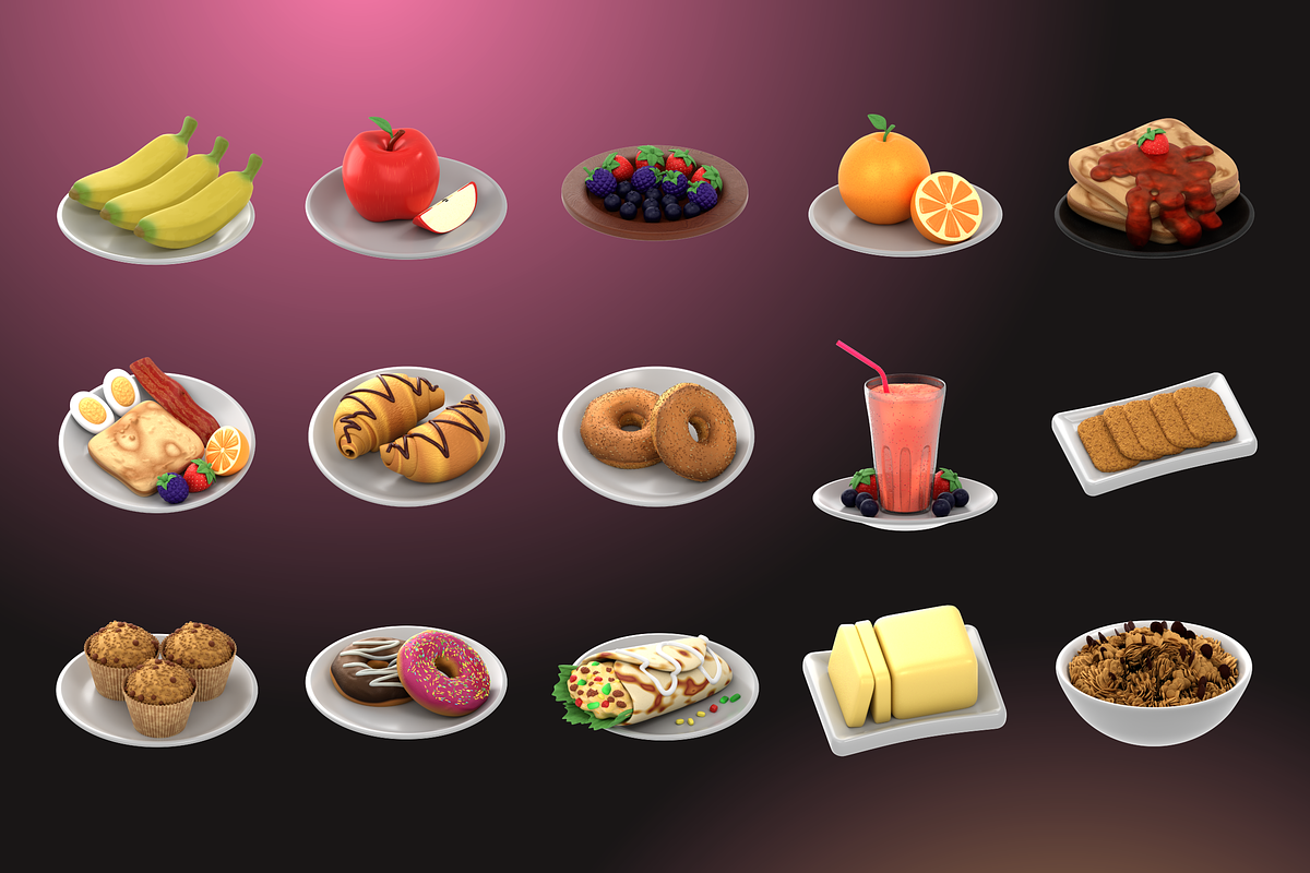 3D Breakfast Icon Set, a Food & Drink 3D Model by Flat Icons (Photo 8 of 8)