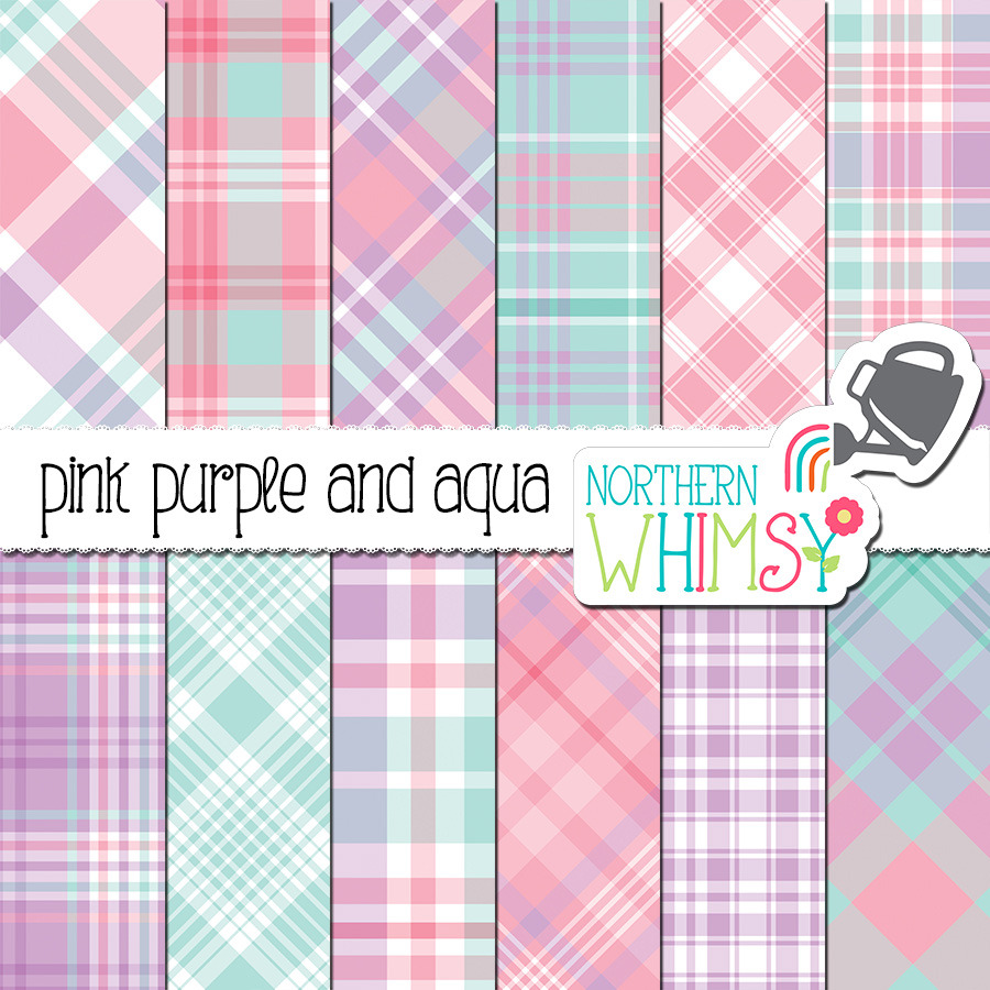 Pink, Purple, & Aqua Plaid, a Pattern Graphic by Northern Whimsy Design