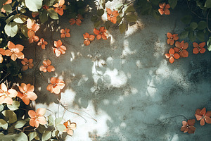 Delicate orange flowers adorned against a textured background in natural light, a Nature Photo by AlyaAnd