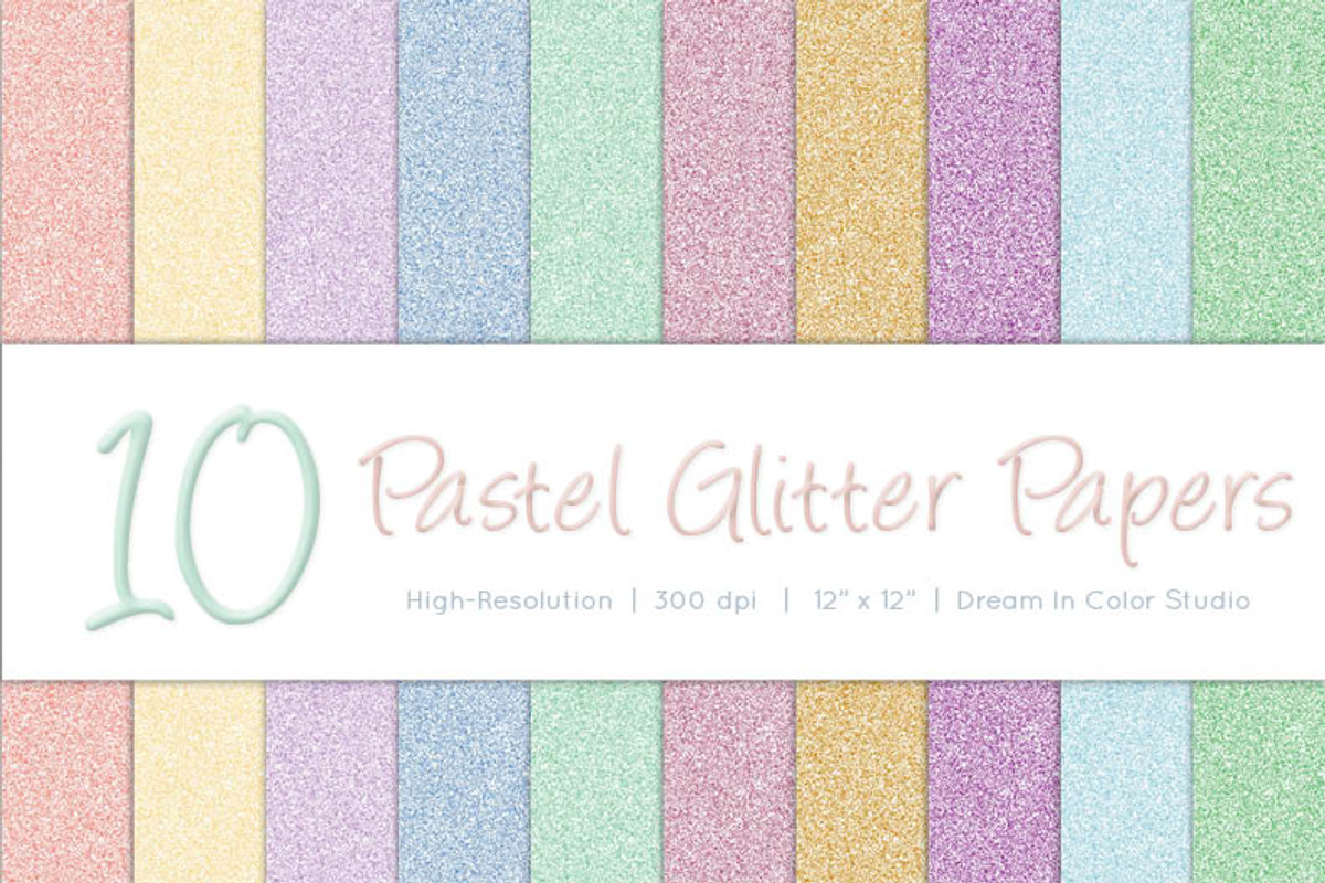 Spring Pastel Glitter Papers, a Texture Graphic by Dream in Color Studio