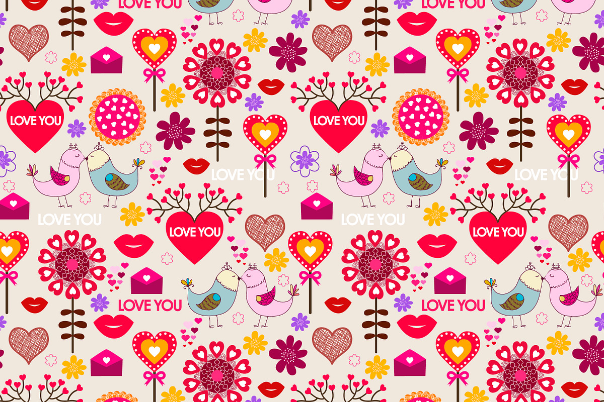 Set of 18 romantic seamless patterns preview 4