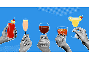 Halftone hands drinks. Hand hold, a Person Illustration by Stock-Smart-Start