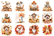 Cute Autumn Dog Sublimation Clipart, an Illustration by CitraGraphics (Thumbnail 2 of 7)