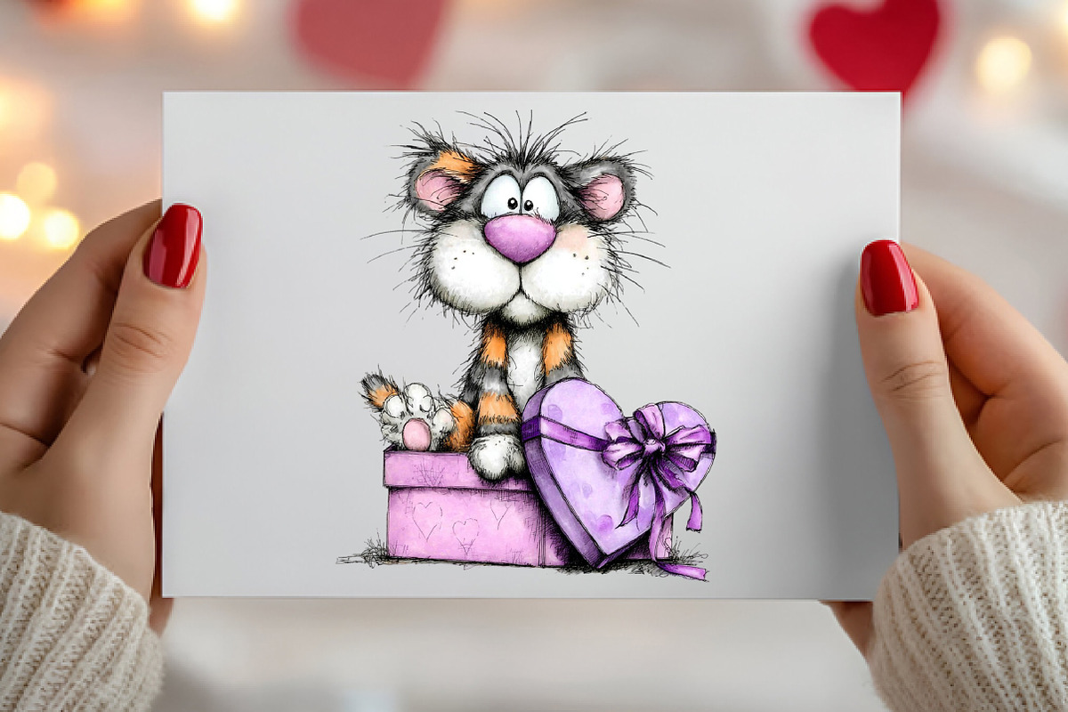 Watercolor Valentine Cat And Dog, an Illustration by Canvas Craft (Photo 4 of 6)